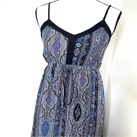 Doe & Rae Bohemian Maxi Long Dress Women Size X Small Blue Sleeveless - Picture 4 of 10